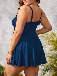 Bañador una pieza ribete fruncido pecho con fruncido ribete fruncido - Agua verde azul - Ver 2