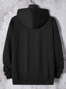 Manfinity Men Reflective Headphone Print Hoodie - Black - View 2