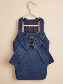 1pc Bow Decor Pet Dress - Blue - View 2