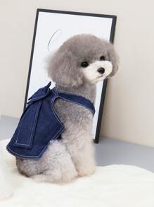 1pc Bow Decor Pet Dress - Blue - View 4