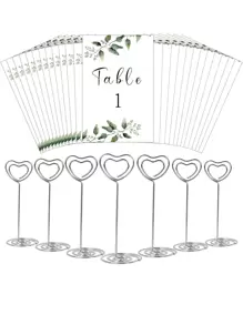 5pcs Heart Design Card Holder - Silver - View 1