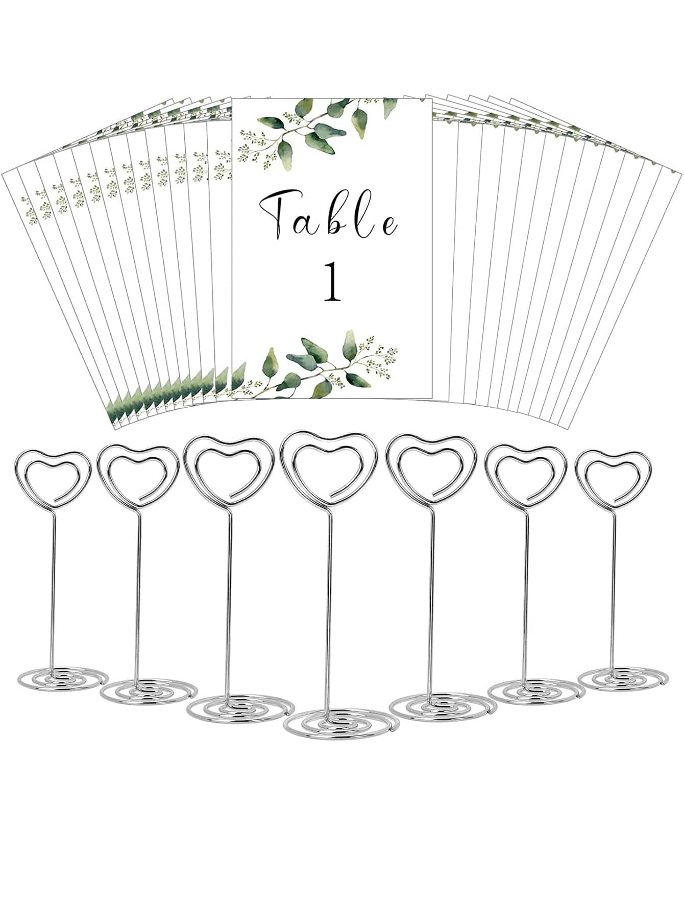 5pcs Heart Design Card Holder - Silver - View 1