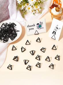 10pcs Triangle Shaped Black Place Card Holder,Minimalist Iron Alloy Card Holder For Party,Wedding - Black - View 1