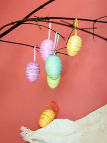 6 piezas/set de plástico decorativo creativo de rayas de color metálico festival para Pascua de Resurrección - Multicolor - Ver 2
