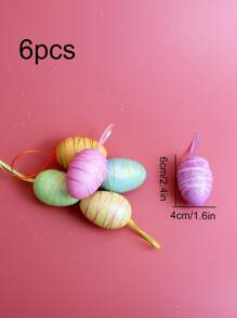 6 piezas/set de plástico decorativo creativo de rayas de color metálico festival para Pascua de Resurrección - Multicolor - Ver 3