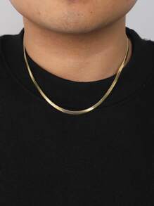 FEEL STYLE 1pc Stainless Steel Dagger Blade Shaped Chain Necklace With Clavicle Chain For Men Daily Wear - Yellow Gold - View 4