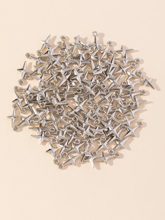 100pcs/pack Simple & Fashionable Small Cross Pendant For Necklace, Bracelet, Earrings & Diy Crafting Six-pointed Star & Hexagram Shaped Handmade Accessories