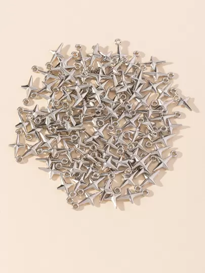 100入組/包簡約風和時尚小十字吊墜適用於項鍊,手環,耳環和DIY製作六角星星和六角形形狀手工配件