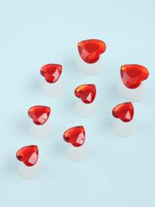 FULL BEAUTY 8入組矽膠腳趾分離器心形腳趾墊片可重複使用修腳分隔器美甲美甲拋光護甲修腳DIY家庭沙龍工具 - 紅色 - 查看 6