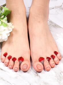 FULL BEAUTY 8入組矽膠腳趾分離器心形腳趾墊片可重複使用修腳分隔器美甲美甲拋光護甲修腳DIY家庭沙龍工具 - 紅色 - 查看 7