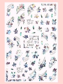 FULL BEAUTY 3 tấm dán móng nghệ thuật họa tiết hoa dán móng tay DIY - Nhiều màu - Xem 4