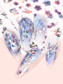 FULL BEAUTY 3 tấm dán móng nghệ thuật họa tiết hoa dán móng tay DIY - Nhiều màu - Xem 5