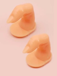 FULL BEAUTY 2 Chiếc Móng Tay Nghệ Thuật Thực Hành Ngón Tay Nhựa Đào Tạo Đầu Móng Tay Mẫu Tay Ngón Tay Làm Móng Dụng Cụ Làm Móng - Màu be - Xem 1