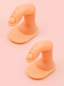 FULL BEAUTY 2 piezas Herramientas de práctica de arte de uñas postizas, dedos de plástico ajustables para entrenamiento de manicura, suministros de uñas, herramientas de uñas, herramientas de arte de uñas, de vuelta a la escuela, uñas, herramientas de uñas para uñas postizas - Albaricoque - Ver 1