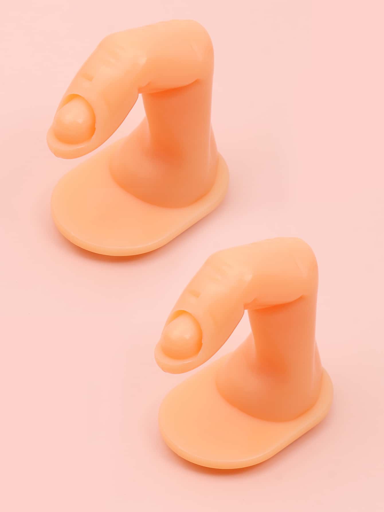 FULL BEAUTY 2 piezas Herramientas de práctica de arte de uñas postizas, dedos de plástico ajustables para entrenamiento de manicura, suministros de uñas, herramientas de uñas, herramientas de arte de uñas, de vuelta a la escuela, uñas, herramientas de uñas para uñas postizas - Albaricoque - Ver 1