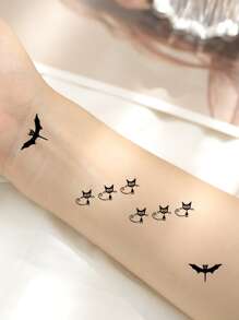 6 Blätter Tattoo Aufkleber mit Fledermaus & Schmetterling Muster - Verschiedenfarbig - Übersicht 3