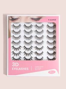 20 pares de pestañas 3d pestañas largas naturales pestañas falsas dramáticas extensiones de pestañas de volumen falso pestañas postizas - Negro - Ver 1