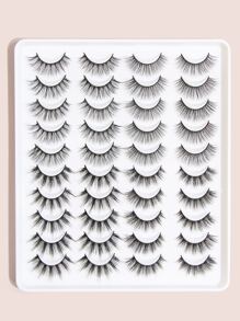 20 pares de pestañas 3d pestañas largas naturales pestañas falsas dramáticas extensiones de pestañas de volumen falso pestañas postizas - Negro - Ver 2