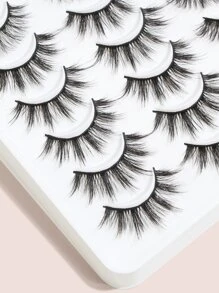 20 pares de pestañas 3d pestañas largas naturales pestañas falsas dramáticas extensiones de pestañas de volumen falso pestañas postizas - Negro - Ver 3