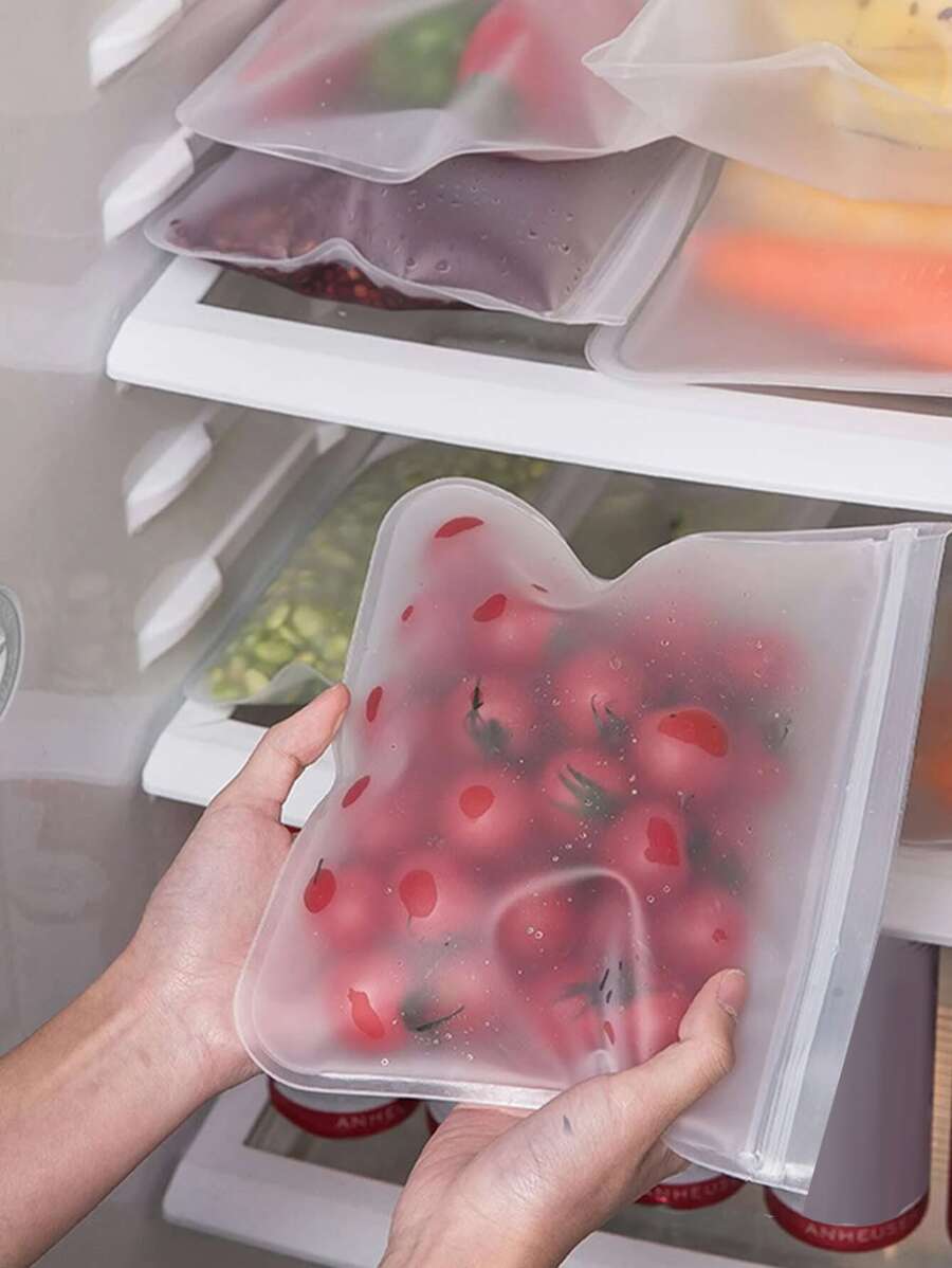 1pc EVA Food Storage Bags, Reusable Silicone Freezer Fresh-Keeping Bag Container, Refrigerator Sealed Storage Bags - White - View 1