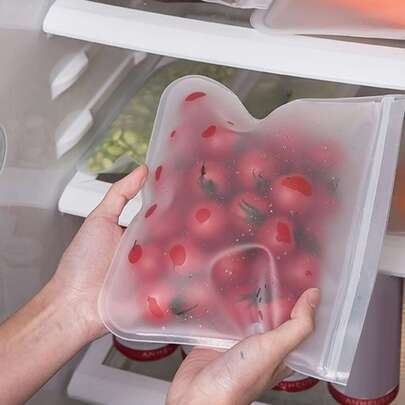 1入組EVA食品儲物袋可重複使用矽膠冷凍保鮮袋容器冰箱密封儲物袋