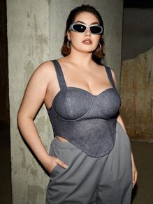 SHEIN ICON Plus Asymmetrical Hem Wide Straps Top