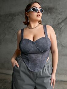 SHEIN ICON Plus Asymmetrical Hem Wide Straps Top