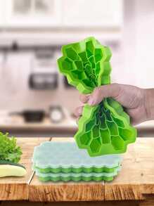 1pc 37 Grid Silicone Ice Cube Mold With Lid, Modern Green Ice Ball Maker Mold For Cold Drink, Summer