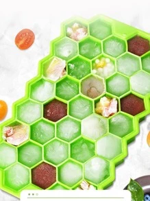 1pc 37 Grid Silicone Ice Cube Mold With Lid, Modern Green Ice Ball Maker Mold For Cold Drink, Summer