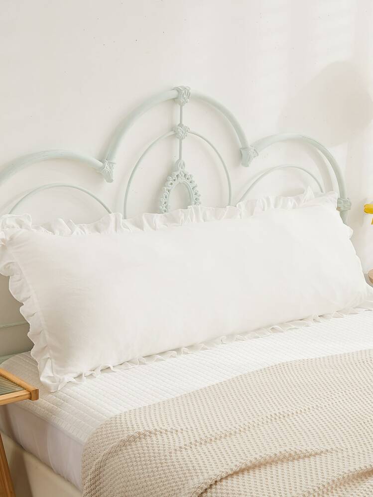 1pc Ruffle Decor Body Pillowcase Without Filler - White - View 1