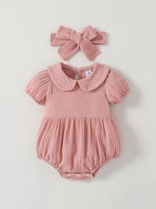 SHEIN Bodysuits Em bé màu trơn - Bụi hồng - Xem 1