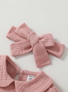 SHEIN Bodysuits Em bé màu trơn - Bụi hồng - Xem 3