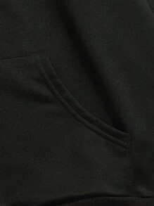 Manfinity Men Eagle & Slogan Graphic Drawstring Hoodie - Black - View 3