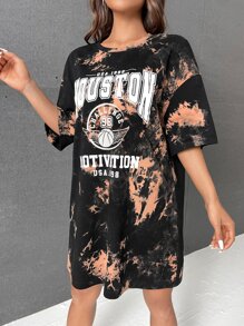 Muchica Đầm Lá thư Cà vạt nhuộm Giải trí - Nhiều màu - Xem 6