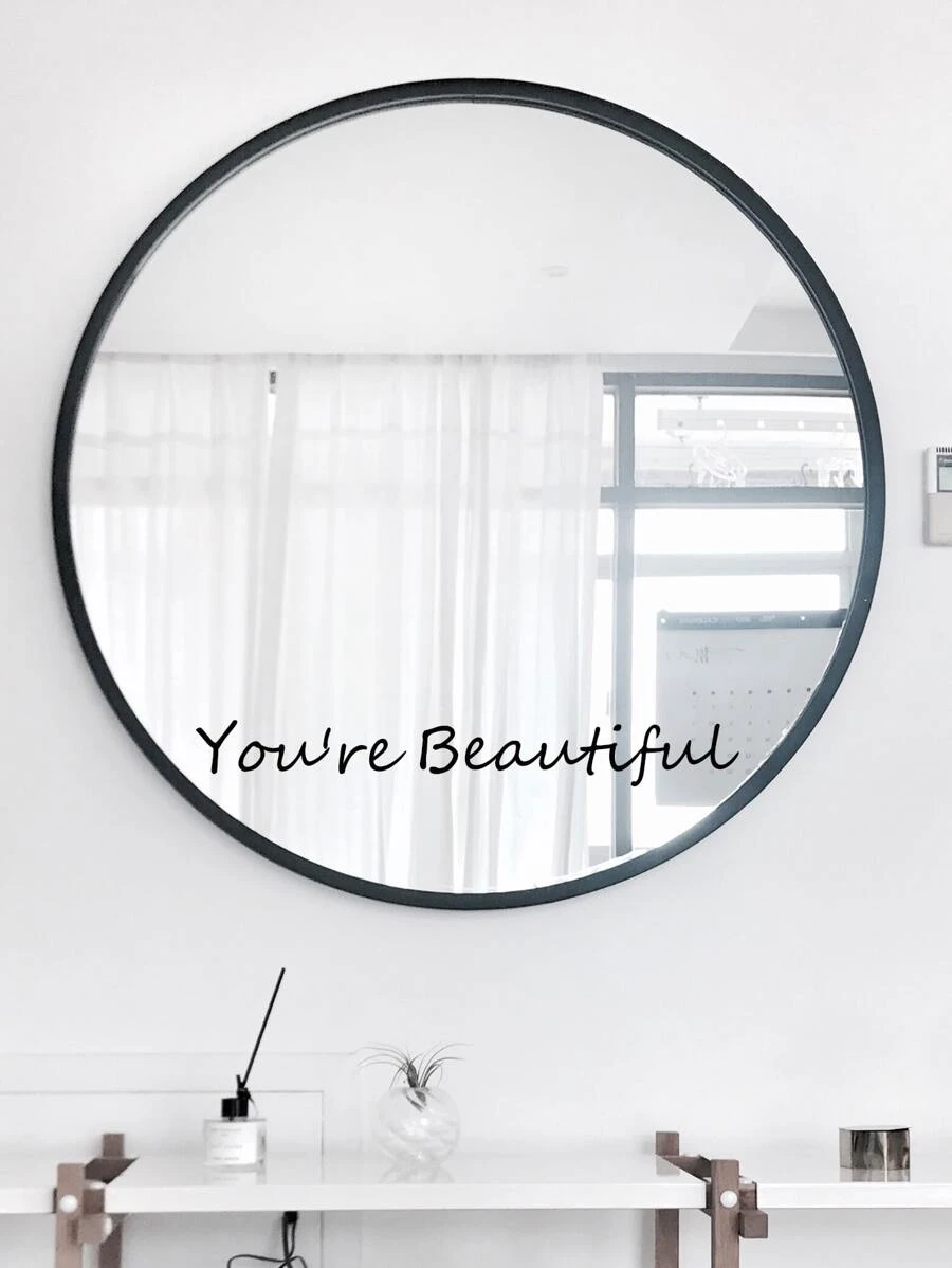 1pc Slogan Graphic Mirror Wall Sticker