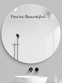 1pc Slogan Graphic Mirror Wall Sticker