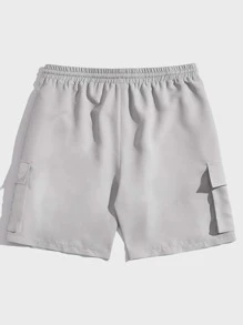 Manfinity Hypemode Lỏng lẻo phù hợp Nam Túi có nắp Eo dây rút Quần short - Màu Xám nhạt - Xem 2