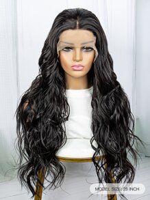 13*4 Lace Front Long Body Wave Synthetic Wig - Black - View 3