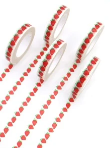 1 rol/2 rollen/3 rollen/4 rollen Strawberry Series Washi Tape, gemakkelijk af te scheuren en te beschrijven, geschikt voor agenda's, fotoalbums, planners en verpakkingsdecoratie voor de start van het schooljaar
