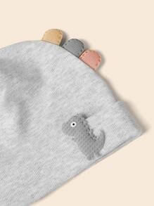 2入組嬰兒卡通恐龍補丁貼豆豆帽