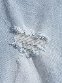 Manfinity Hombres Shorts en mezclilla desgarro crudo bajo crudo - Lavado ligero - Ver 3