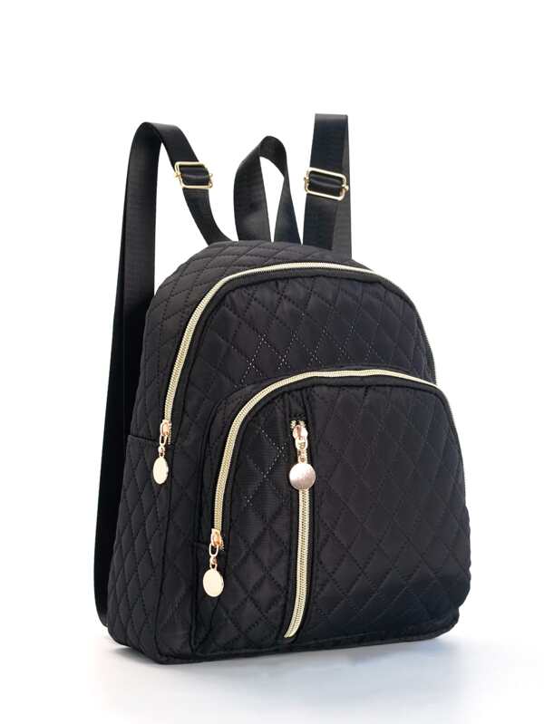 1 Piece, Simple And Stylish, Solid Color Quilted Multi-Pocket Zipper Backpack, Lightweight Large-Capacity School Bag, Backpack With Adjustable Shoulder Strap, Portable School Bag For Middle And High School Students, Suitable For Business Trips, Business, Outdoor Travel, Daily Commuting, Campus, Holiday Gifts