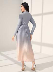 Modelyn Ombre Pleated Hem Dress - Blue - View 2
