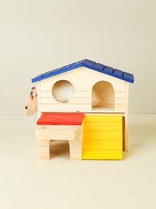 1 pieza casa hámster con diseño de casa - Beis - Ver 3