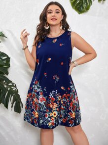 SHEIN LUNE Plus Floral Print Tunic Dress - Multicolor - View 4