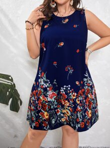 SHEIN LUNE Plus Floral Print Tunic Dress - Multicolor - View 3