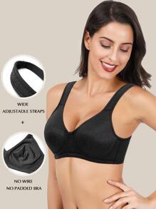 Sujetador sin aros con encaje floral Deyllo - Negro - Ver 1