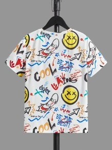 SHEIN Tops con trai Hoạt hình Lá thư Giải trí - Nhiều màu - Xem 2