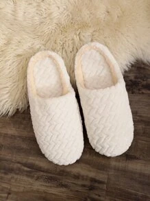 Hombres Chanclas de dormitorio mullidas textura - Beis - Ver 2