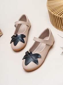 Girls Two Tone Mary Jane Flats - Apricot - View 3